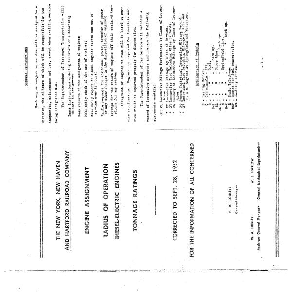 NYNH&H 1952-09-28 Engine Assignment